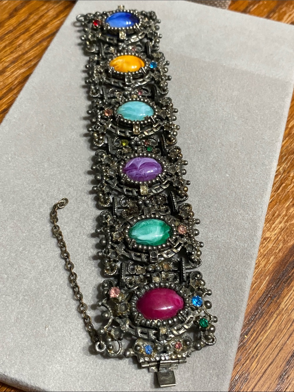 Vintage Multi-Color Cabochon Statement Bracelet